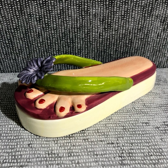 Ceramic Flip Flop Jewelry Dish - Picture 2 of 7